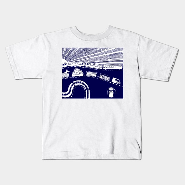 Trains Kids T-Shirt by ruta13art